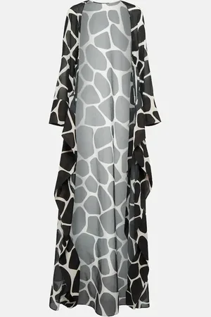 VALENTINO Printed cotton and silk beach cover-up
