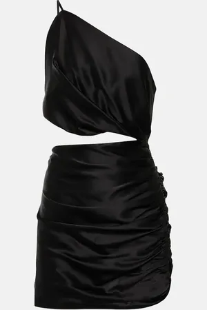 The Sei One-shoulder cutout silk minidress
