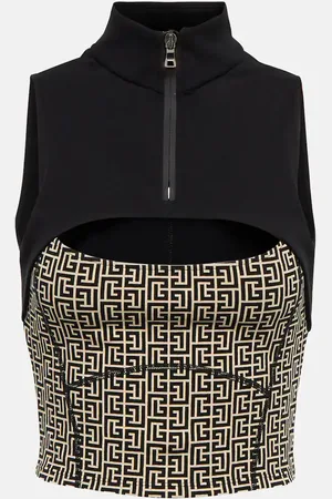 Balmain Monogram jersey crop top