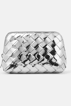 Bottega Veneta Intrecciato metallic leather pouch