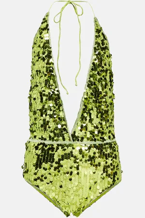 Oseree OsÃ©ree Sequined halterneck swimsuit