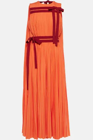 Roksanda Calista caped bow-detail plissÃ© midi dress