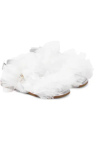 MONNALISA AppliquÃ© tulle and leather sandals