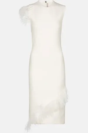 Christopher Kane Feather-trimmed wool-blend dress