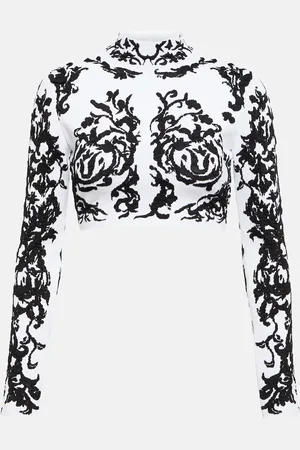 Alaïa AlaÃ¯a Calligraphy jacquard crop top