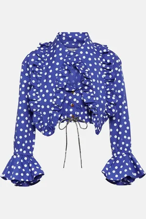 Vivienne Westwood Heart polka-dot ruffled cotton blouse