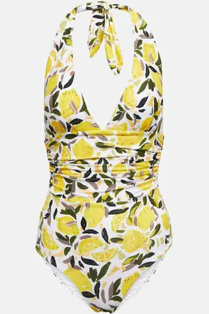 Rebecca Vallance Amarilla printed halterneck swimsuit