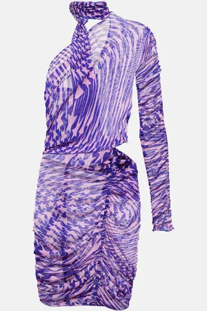 MUGLER Printed mesh cutout minidress