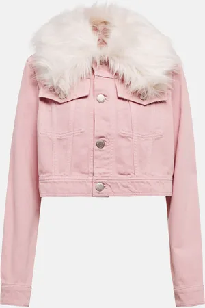 Ami Faux fur-trimmed denim jacket