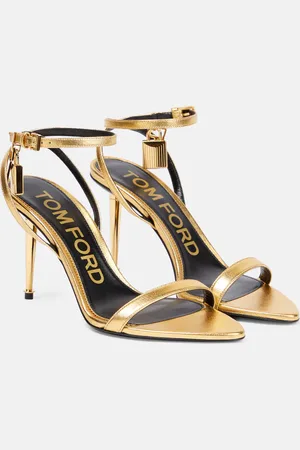 Tom Ford Padlock metallic leather sandals
