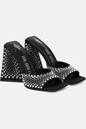 The Attico Devon embellished satin mules