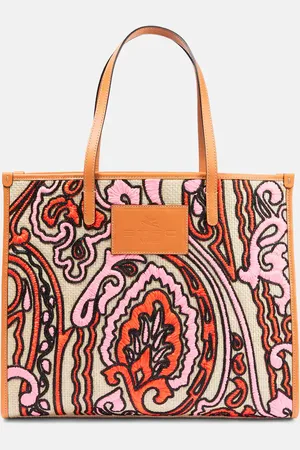 Etro Globtter Medium rafia tote bag
