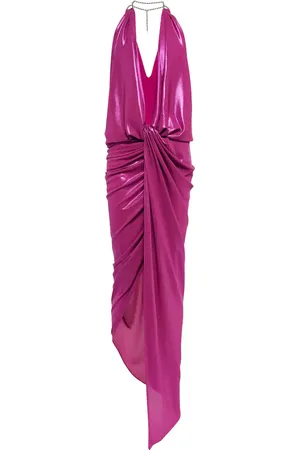 The Attico Halterneck lamÃ© maxi dress