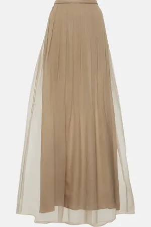 Brunello Cucinelli High-rise pleated silk maxi skirt