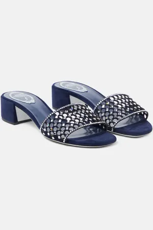 RENE CAOVILLA Embellished suede mules