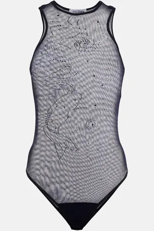 Jean Paul Gaultier Embellished printed mesh bodysuit