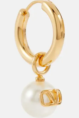 VALENTINO VLogo faux pearl single hoop earring