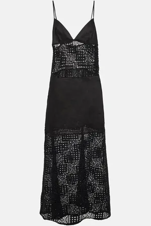 SIR Rayure crochet cotton maxi dress
