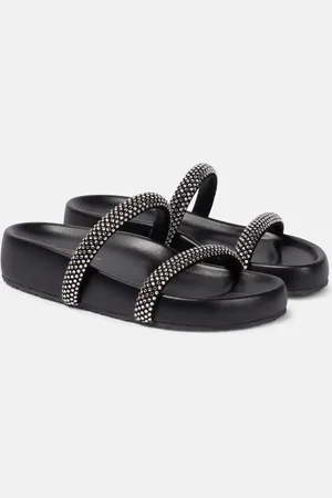 Gianvito Rossi Embellished leather platform slides