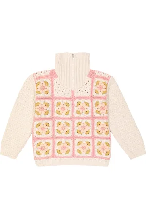 Louise Misha Kenza crochet half-zip sweater