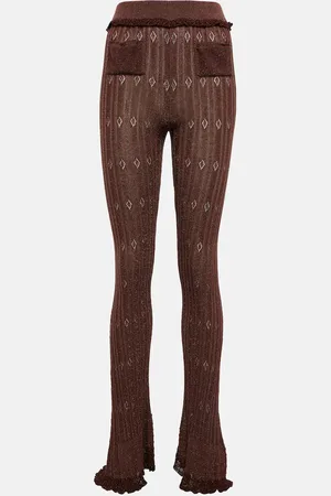 KNWLS Ribbed-knit high-rise flared leggings