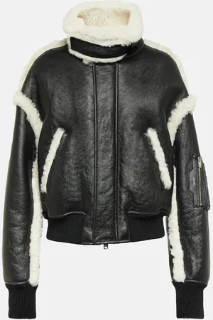 AMIRI Shearling-trimmed leather bomber jacket