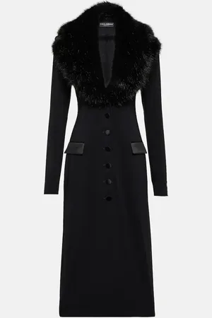 Dolce & Gabbana Faux-fur trimmed silk georgette coat