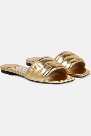 Jimmy Choo Themis metallic leather slides