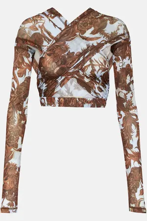 KNWLS Floral cutout jersey crop top