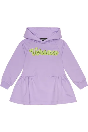 VERSACE Logo cotton hoodie dress