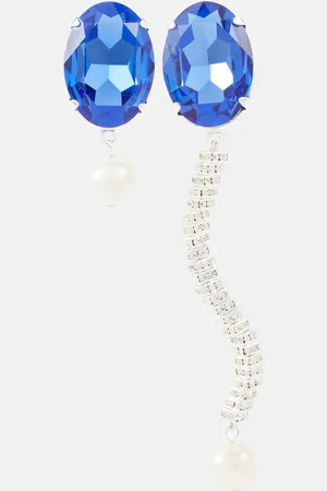 MAGDA BUTRYM Asymmetric crystal and pearl drop earrings