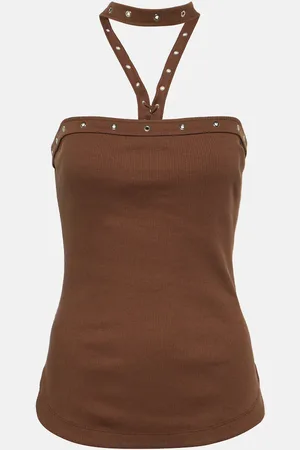 The Attico Ribbed-knit halterneck jersey top