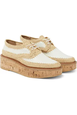 GABRIELA HEARST X Clergerie Louis raffia-trimmed platform Derby shoes