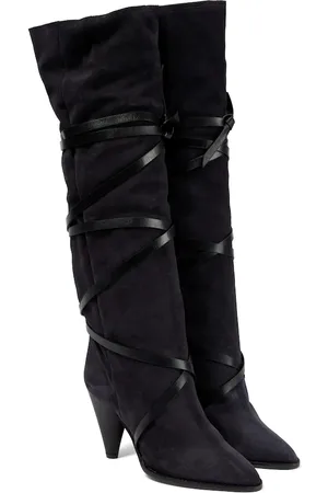Isabel Marant Lophie suede leather-trimmed knee-high boots