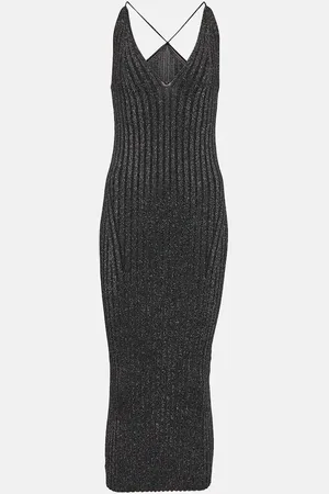 GALVAN Rhea metallic knit midi dress