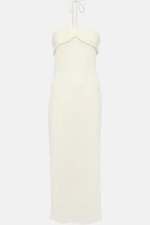MAGDA BUTRYM Pearl-detail halterneck midi dress