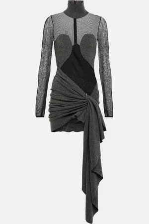 Alaïa AlaÃ¯a Mesh and wool draped minidress