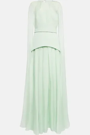 Safiyaa Gloria silk and crÃªpe gown