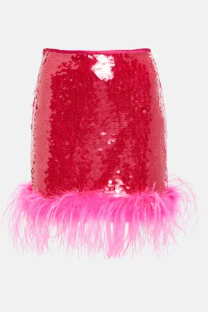 GIUSEPPE DI MORABITO Sequined feather-trimmed miniskirt