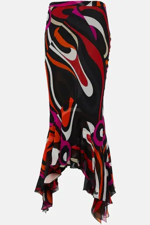 Puccini Marmo silk crepon maxi skirt