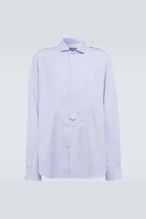 JUNYA WATANABE X Basquiat printed pinstriped cotton shirt