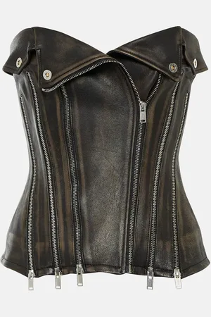 DION LEE Strapless leather top