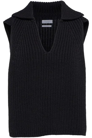 Deveaux New York Ribbed-knit cotton-blend sweater vest
