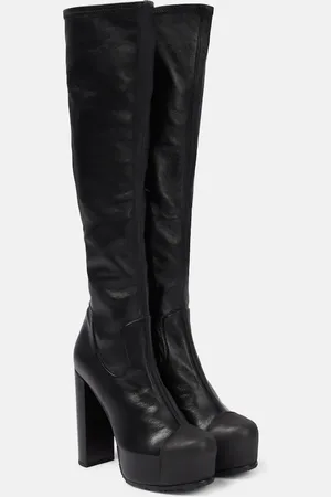 SACAI Leather platform knee-high boots