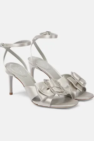 RENE CAOVILLA Bow-embellished satin sandals