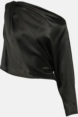 The Sei Draped one-shoulder silk satin top
