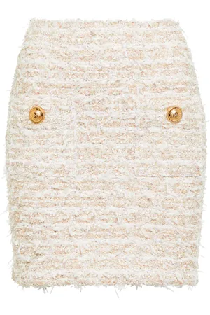Balmain Embellished tweed miniskirt