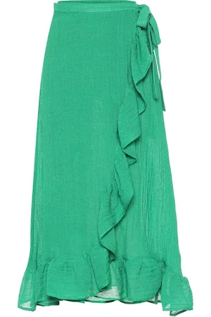 Lisa Marie Fernandez Ruffled linen-blend gauze wrap skirt
