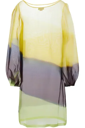 DRIES VAN NOTEN Striped silk organza midi dress