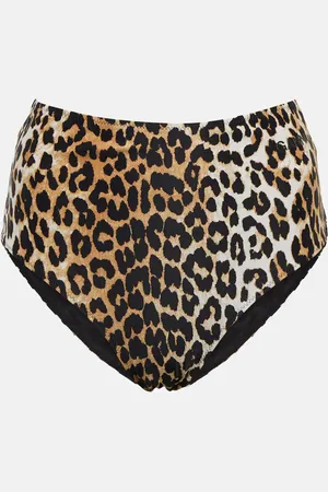 Ganni Leopard-print high-rise bikini bottoms